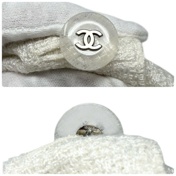 CHANEL Vintage 98P CC Logo Button Boucle Tweed Blazer Jacket #38 White [106201] - Picture 11 of 12